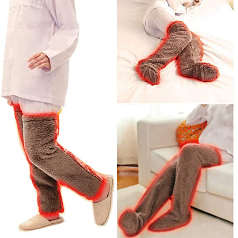 Over Knee High Fuzzy Long Socks Winter Warm Cold Leg Knee Joint Cold-Proof Stockings Home Floor Sleeping Socks